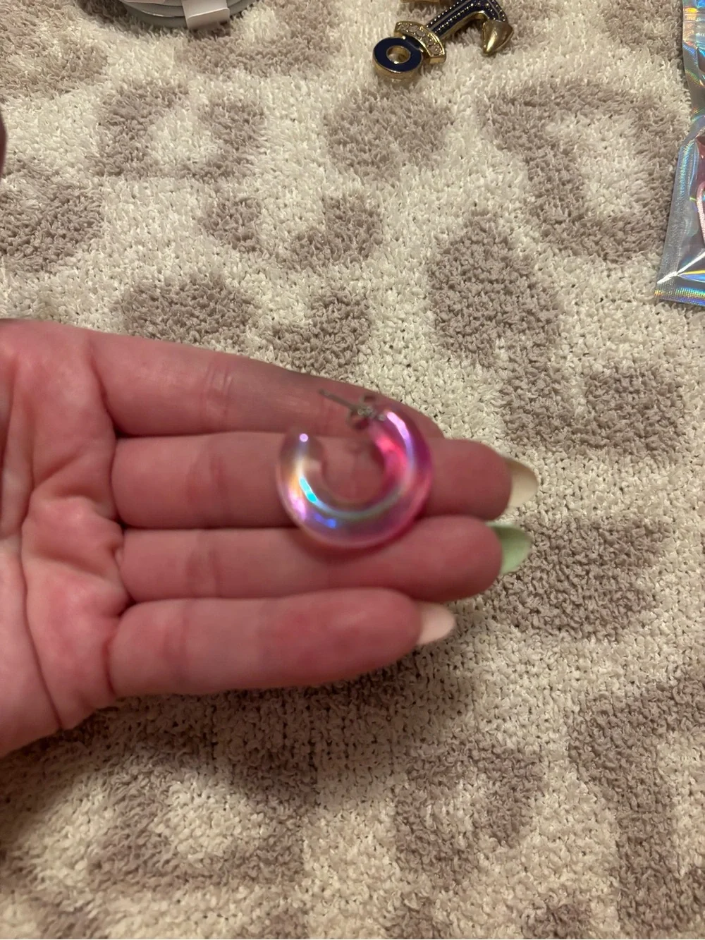 Claire’s Iridescent small hoop earrings